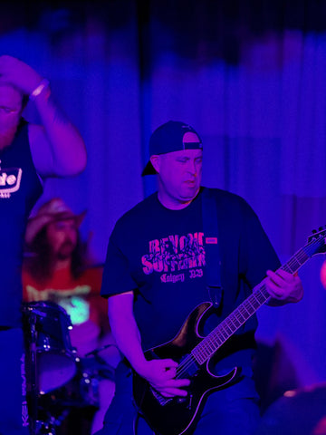 Plague Doctor performing at The Owl Acoustic Lounge on April 26, 2025 as part of the 1st annual Death and Decay Metal Fest
