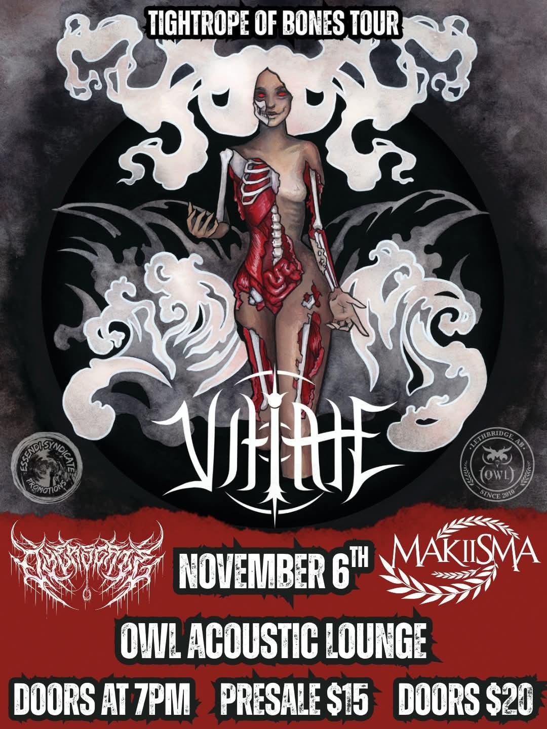 Tightrope of Bones Tour - November 6 in Lethbridge, Alberta, Owl Acoustic Lounge